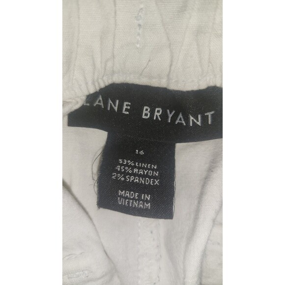 Lane Bryant Drawstring Waist Cream Linen/Rayon Womens Shorts 16 - Picture 6 of 6
